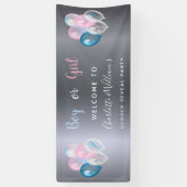 Geslacht openbaring blauw roze zilver spandoek (Verticaal)