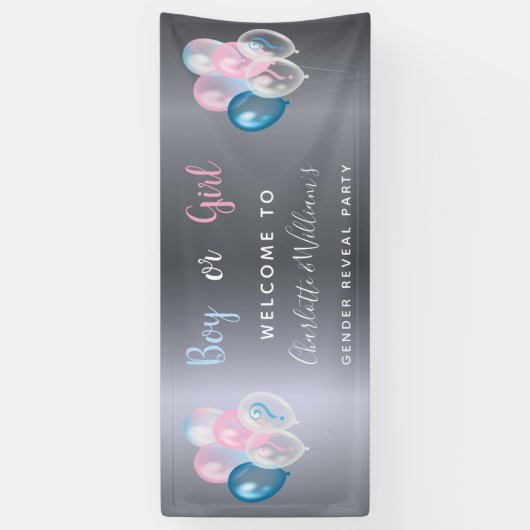 Geslacht openbaring blauw roze zilver spandoek (Verticaal)