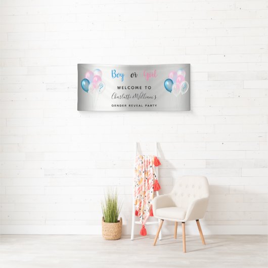 Geslacht openbaring blauw roze zilver spandoek (Insitu)