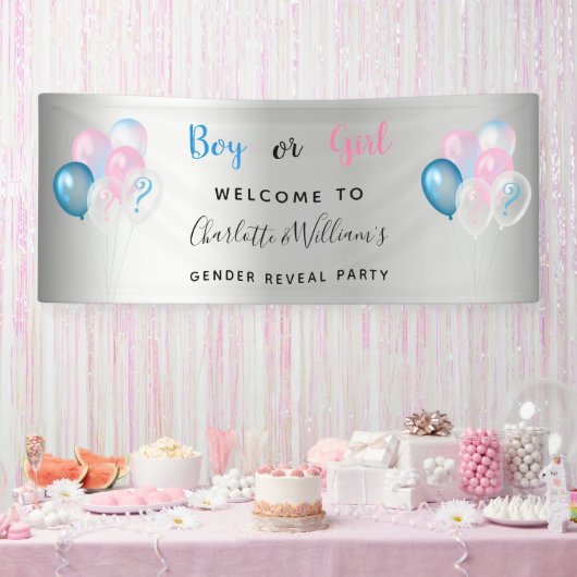 Geslacht openbaring blauw roze zilver spandoek (Feest)