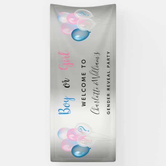 Geslacht openbaring blauw roze zilver spandoek (Verticaal)