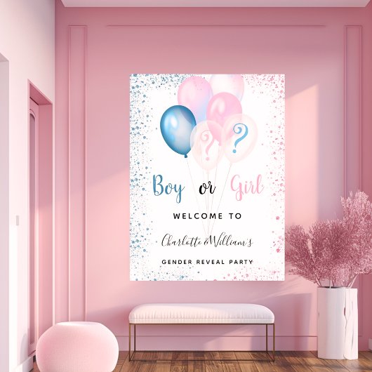 Geslacht openbaring meisje blauw roze glitter poster