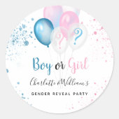 Geslacht openbaring meisje blauw roze glitter ronde sticker (Voorkant)
