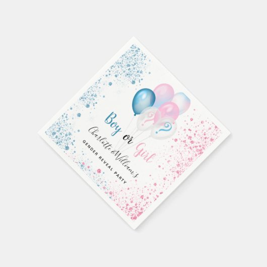 Geslacht openbaring meisje blauw roze glitter servet (Hoek)