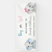 Geslacht openbaring meisje blauw roze olifant spandoek (Verticaal)