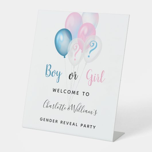 Geslacht openbaring meisje blauw roze welkom reclamebord met voetstuk (Voorkant)