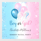 Geslacht openbaring meisje blauwe roze ballonnen raamsticker (Vel)