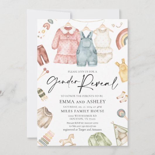 Geslacht Openheid Boho Clothes Invitation Kaart (Voorkant)