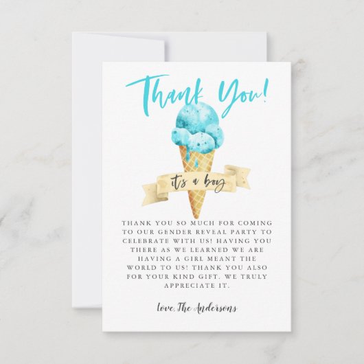 Geslacht over het geslacht Blue Ice Cream Bedankkaart (Voorkant)