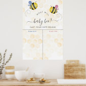 Geslacht over waterverf-honingbijenmeisje poster (Keuken)