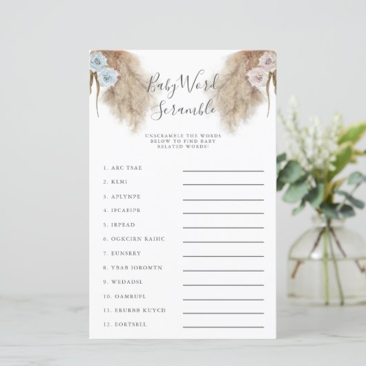 Geslacht Pampas Grass Baby Word Scramble Game (Staand voorkant)