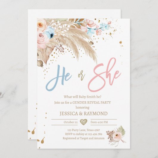 Geslacht Pampas Grass Boho Tropical Kaart (Voorkant / Achterkant)