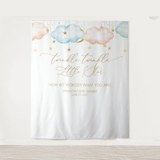 Geslacht Reveal Achtergrond, Maan en Sterren Wandkleed (Voorkant)