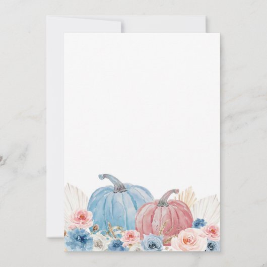 Geslacht Reveal Boho Roze Blauwe Pompoen Bloemen Kaart (Achterkant)