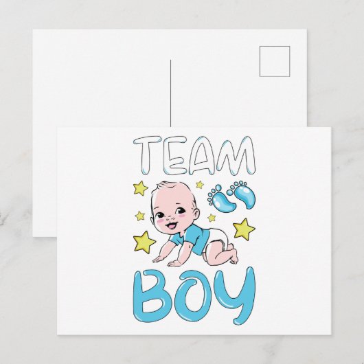 Geslacht Reveal Team Boy Feest Set Briefkaart (Voorkant / Achterkant)