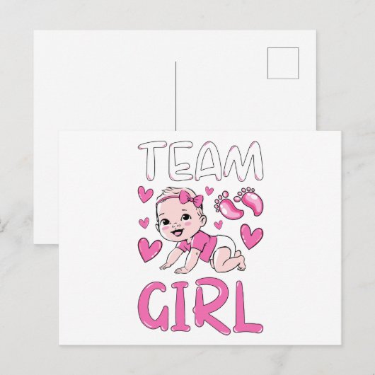 Geslacht Reveal Team Meisje Feest Set Briefkaart (Voorkant / Achterkant)