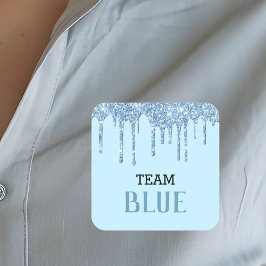 Geslacht Reveal Voorspellingen Blauwe Jongen Glitt Vierkante Sticker