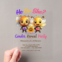 Geslacht Reveil Party Hij of Zij Baby Bijenbad Acryl Uitnodigingen
