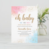 Geslacht Revel Roze Blauw Oh Baby Baby shower Kaart (Staand voorkant)