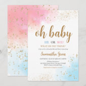 Geslacht Revel Roze Blauw Oh Baby Baby shower Kaart (Voorkant / Achterkant)