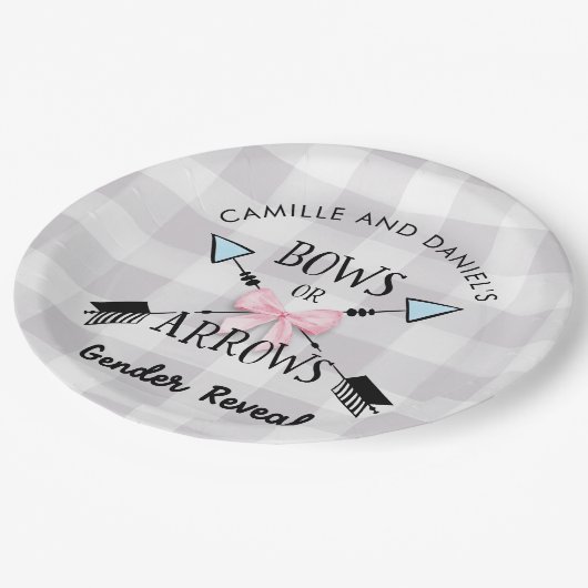 Geslacht Rijen en pijlen Baby shower Papieren Bordje (Gekanteld)