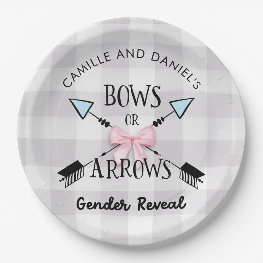 Geslacht Rijen en pijlen Baby shower Papieren Bordje (Voorkant)