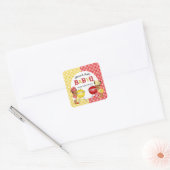 Geslacht Rood Geel Gingham Baby Q BBQ Vierkante Sticker (Envelop)