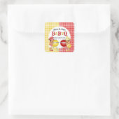 Geslacht Rood Geel Gingham Baby Q BBQ Vierkante Sticker (Tas)