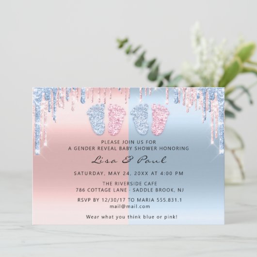 Geslacht Rot Roze Blauwe Baby Twnins Jongen meisje Kaart (Staand voorkant)