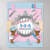 Geslacht Roze Blauw Gingham Baby Q BBQ Poster (Voorkant)