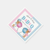 Geslacht Roze Blauw Gingham Baby Q BBQ Servet (Hoek)