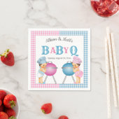 Geslacht Roze Blauw Gingham Baby Q BBQ Servet (Insitu)