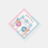 Geslacht Roze Blauw Gingham Baby Q BBQ Servet (Hoek)