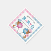 Geslacht Roze Blauw Gingham Baby Q BBQ Servet (Hoek)