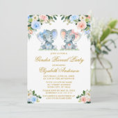 Geslacht Roze Blauwe Floral Baby Weesbogen Kaart (Staand voorkant)