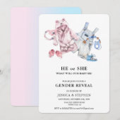 Geslacht Roze blauwe Waterverf babykleding onthull Kaart (Voorkant / Achterkant)