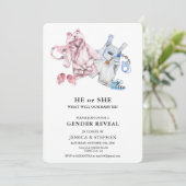 Geslacht Roze blauwe Waterverf babykleding onthull Kaart (Staand voorkant)