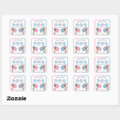 Geslacht Roze Blue Gingham BabyQ BBQ Vierkante Sticker (Vel)