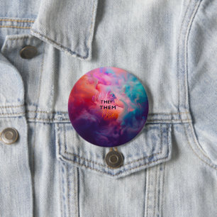 Geslacht spreekt hen uit als digitale kunst ronde button 7,6 cm