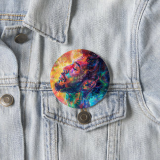 Geslacht spreekt 'hij / hem' digitale kunst uit ronde button 7,6 cm