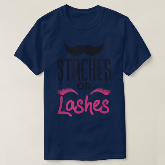 Geslacht Staches of Lashes Baby shower T-shirt (Design voorkant)