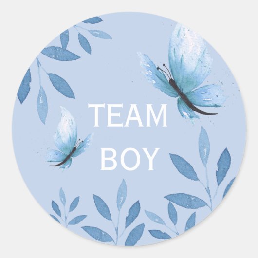 Geslacht Team Boy blauwe waterverf florale Ronde Sticker (Voorkant)