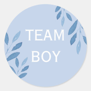 Geslacht Team Boy blauwe waterverf florale Ronde Sticker
