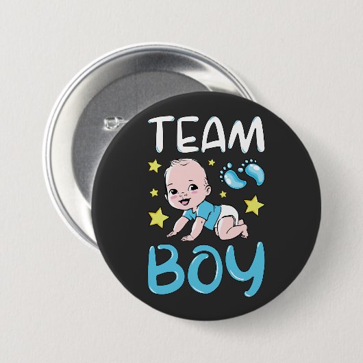 Geslacht Team Boy Party set Round Ronde Button 7,6 Cm (Voorkant /achterkant)