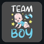 Geslacht Team Boy Party set Vierkante Sticker<br><div class="desc">Gendereducatie Team Boy Party heeft schamele seksespecifieke Baby showers onthuld die overeenkomen met familie Baby. Schimmelvormig design Gift Square Sticker Classic Collectie.</div>