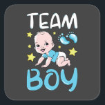 Geslacht Team Boy Party set Vierkante Sticker<br><div class="desc">Gendereducatie Team Boy Party heeft schamele seksespecifieke Baby showers onthuld die overeenkomen met familie Baby. Schimmelvormig design Gift Square Sticker Classic Collectie.</div>