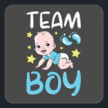 Geslacht Team Boy Party set Vierkante Sticker<br><div class="desc">Gendereducatie Team Boy Party heeft schamele seksespecifieke Baby showers onthuld die overeenkomen met familie Baby. Schimmelvormig design Gift Square Sticker Classic Collectie.</div>