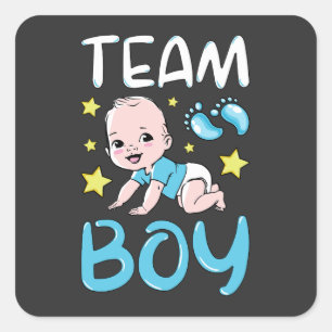 Geslacht Team Boy Party set Vierkante Sticker