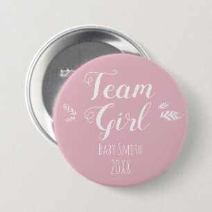 Geslacht Team Girl-roze Ronde Button 7,6 Cm