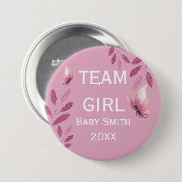 Geslacht Team Girl roze waterverf floral Ronde Button 7,6 Cm